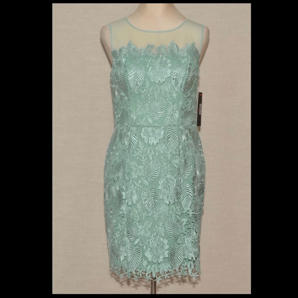 ModCloth Collaborative Charm Sheath Dress Mint Floral Lace Size 10